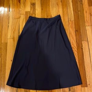 Jcrew navy satin midi slip skirt
